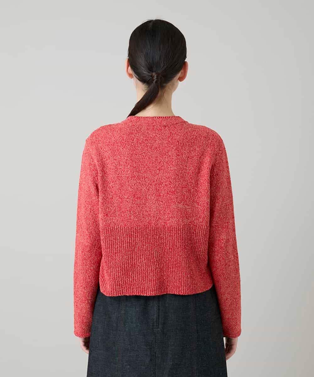 RHSGD04630 HIROKO KOSHINO(ヒロココシノ) 切り替えニットカーディガン/日本製/洗える オレンジ