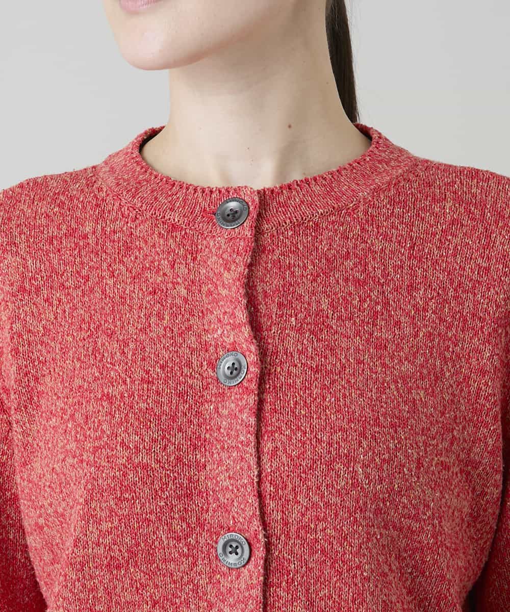 RHSGD04630 HIROKO KOSHINO(ヒロココシノ) 切り替えニットカーディガン/日本製/洗える オレンジ