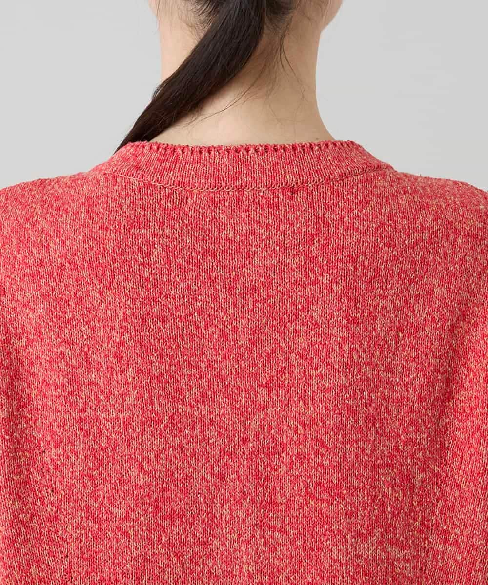 RHSGD04630 HIROKO KOSHINO(ヒロココシノ) 切り替えニットカーディガン/日本製/洗える オレンジ