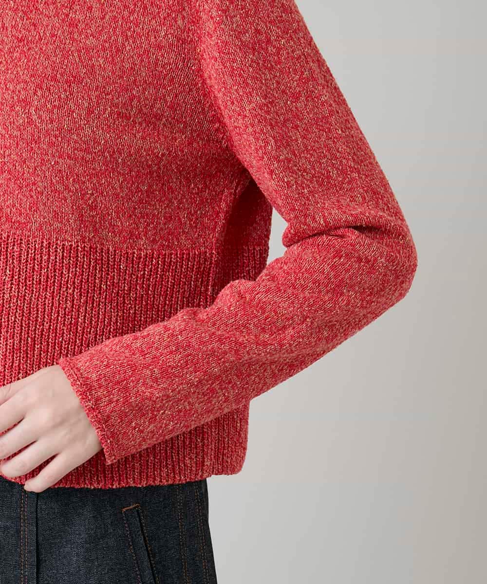 RHSGD04630 HIROKO KOSHINO(ヒロココシノ) 切り替えニットカーディガン/日本製/洗える オレンジ