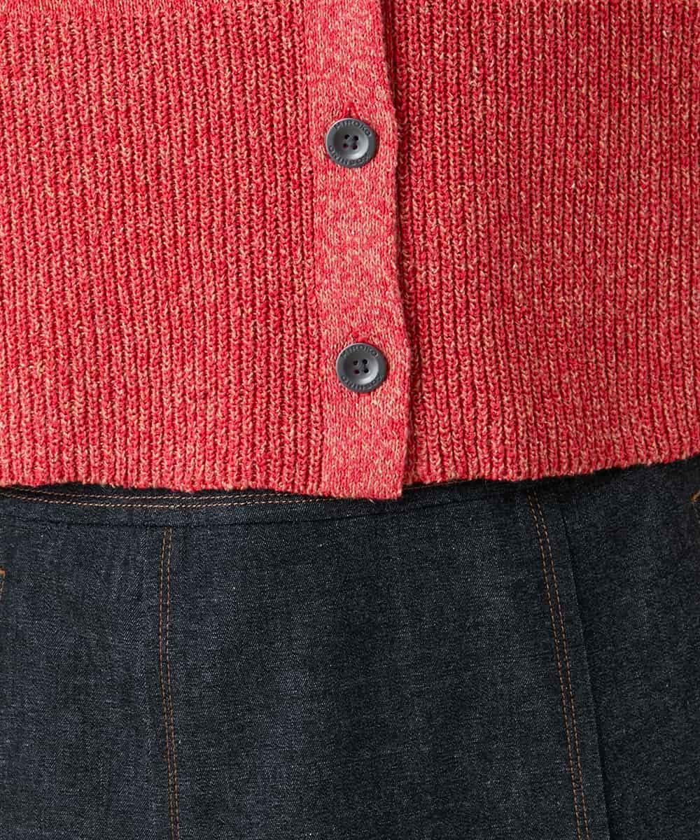 RHSGD04630 HIROKO KOSHINO(ヒロココシノ) 切り替えニットカーディガン/日本製/洗える オレンジ