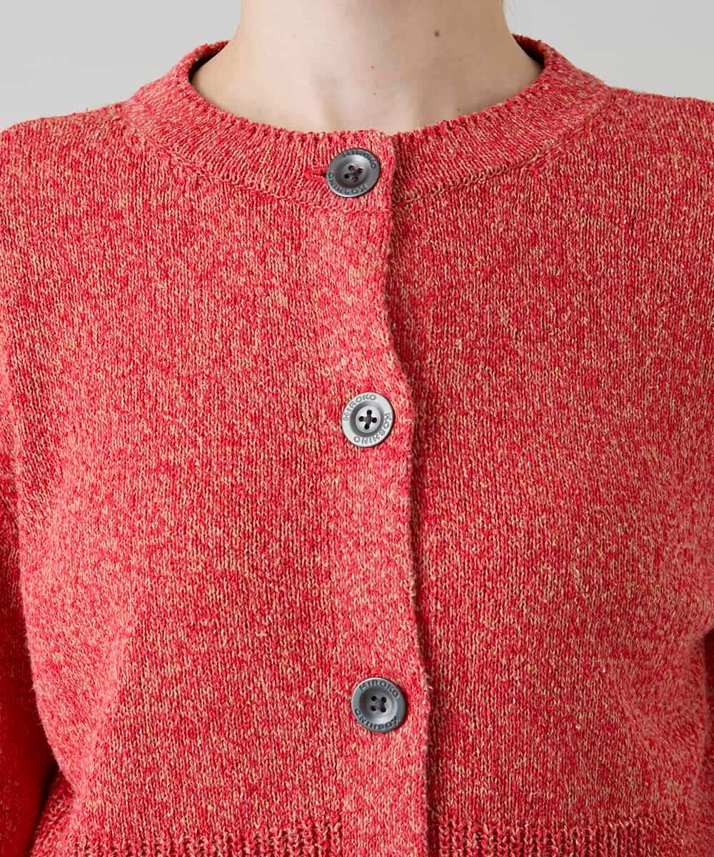 RHSGD04630 HIROKO KOSHINO(ヒロココシノ) 切り替えニットカーディガン/日本製/洗える オレンジ