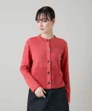 RHSGD04630 HIROKO KOSHINO(ヒロココシノ) 切り替えニットカーディガン/日本製/洗える オレンジ