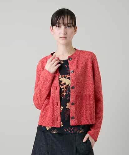 RHSGD04630 HIROKO KOSHINO 切り替えニットカーディガン/日本製/洗える