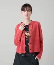 RHSGD04630 HIROKO KOSHINO(ヒロココシノ) 切り替えニットカーディガン/日本製/洗える オレンジ