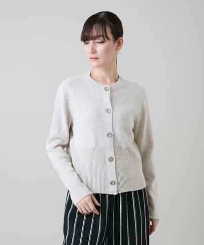 RHSGD04630 HIROKO KOSHINO 切り替えニットカーディガン/日本製/洗える