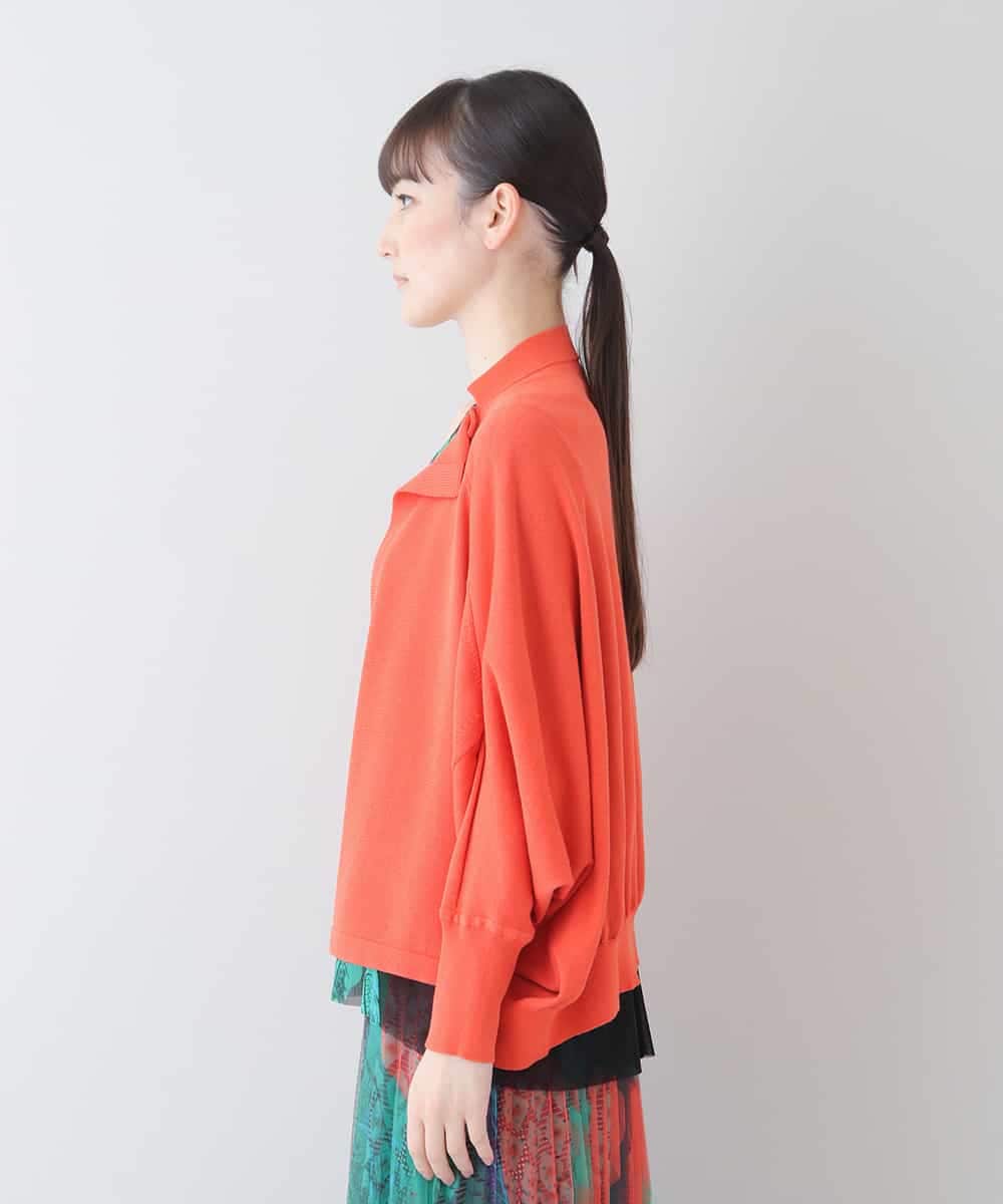 RHSGS31490 HIROKO KOSHINO(ヒロココシノ) ドルマンシルエットニットカーディガン オレンジ