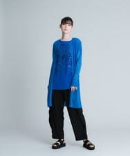 RHSGT45490 HIROKO KOSHINO(ヒロココシノ) レーシーリブニット カーディガン ライトブルー