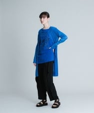 RHSGT45490 HIROKO KOSHINO(ヒロココシノ) レーシーリブニット カーディガン ライトブルー