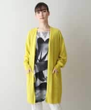 RHSGW40590 HIROKO KOSHINO(ヒロココシノ) ラミー天竺ロングニットカーディガン イエロー