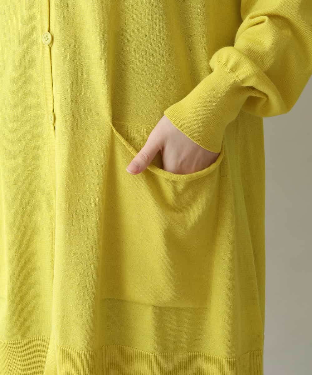 RHSGW40590 HIROKO KOSHINO(ヒロココシノ) ラミー天竺ロングニットカーディガン イエロー