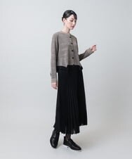 RHSJE20590 HIROKO KOSHINO(ヒロココシノ) イレギュラーヘムボーダー柄ニットカーディガン /日本製/洗える ベージュ