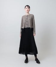RHSJE20590 HIROKO KOSHINO(ヒロココシノ) イレギュラーヘムボーダー柄ニットカーディガン /日本製/洗える ベージュ