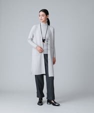 RHSJU35590 HIROKO KOSHINO(ヒロココシノ) バイヤス柄ロングニットカーディガン ベージュ