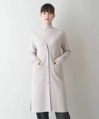 RHSJU35590 HIROKO KOSHINO バイヤス柄ロングニットカーディガン