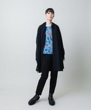 RHTAF22590 HIROKO KOSHINO(ヒロココシノ) ショールデザインジップアップジャケットコート/日本製/洗える ブラック