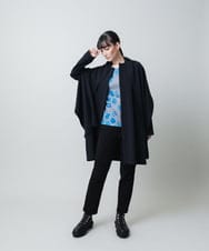 RHTAF22590 HIROKO KOSHINO(ヒロココシノ) ショールデザインジップアップジャケットコート/日本製/洗える ブラック