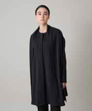 RHTAF22590 HIROKO KOSHINO(ヒロココシノ) ショールデザインジップアップジャケットコート/日本製/洗える ブラック