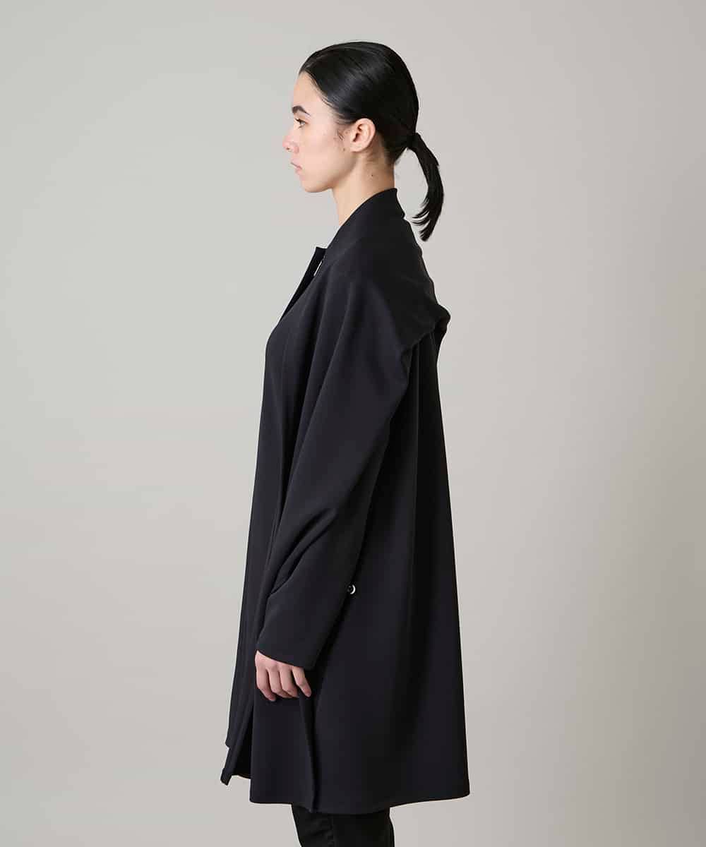 RHTAF22590 HIROKO KOSHINO(ヒロココシノ) ショールデザインジップアップジャケットコート/日本製/洗える ブラック