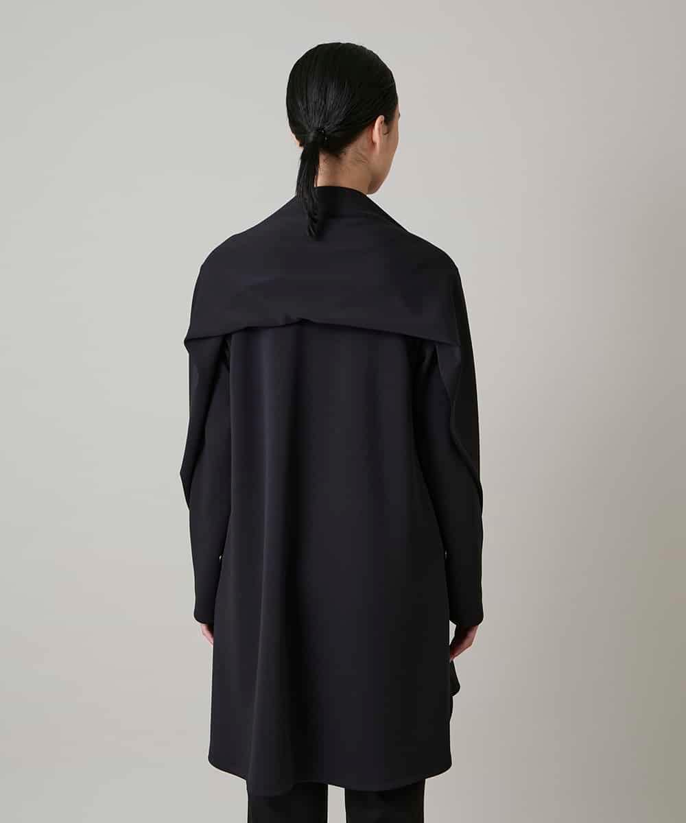 RHTAF22590 HIROKO KOSHINO(ヒロココシノ) ショールデザインジップアップジャケットコート/日本製/洗える ブラック