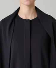 RHTAF22590 HIROKO KOSHINO(ヒロココシノ) ショールデザインジップアップジャケットコート/日本製/洗える ブラック