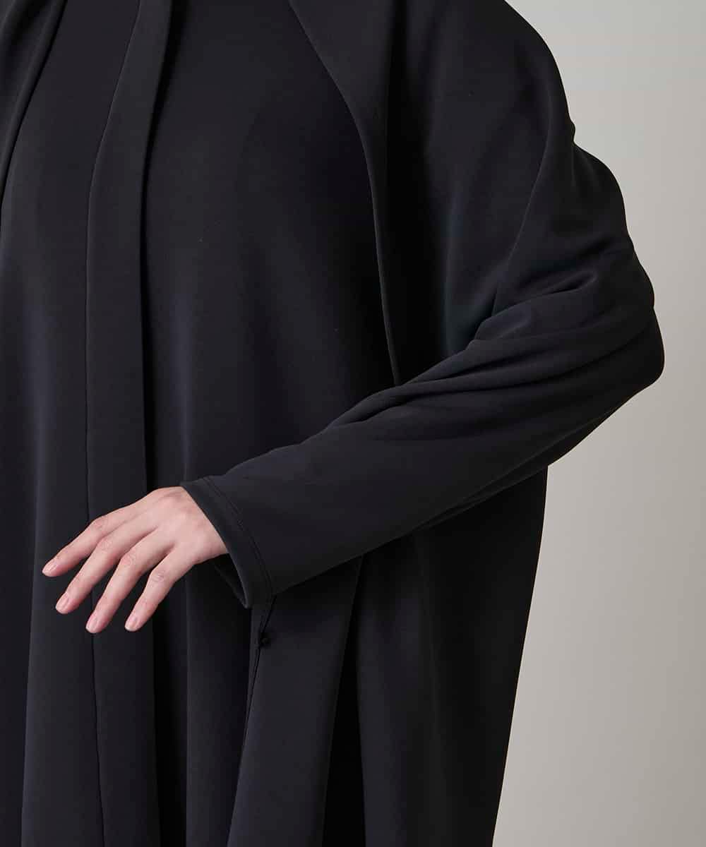 RHTAF22590 HIROKO KOSHINO(ヒロココシノ) ショールデザインジップアップジャケットコート/日本製/洗える ブラック