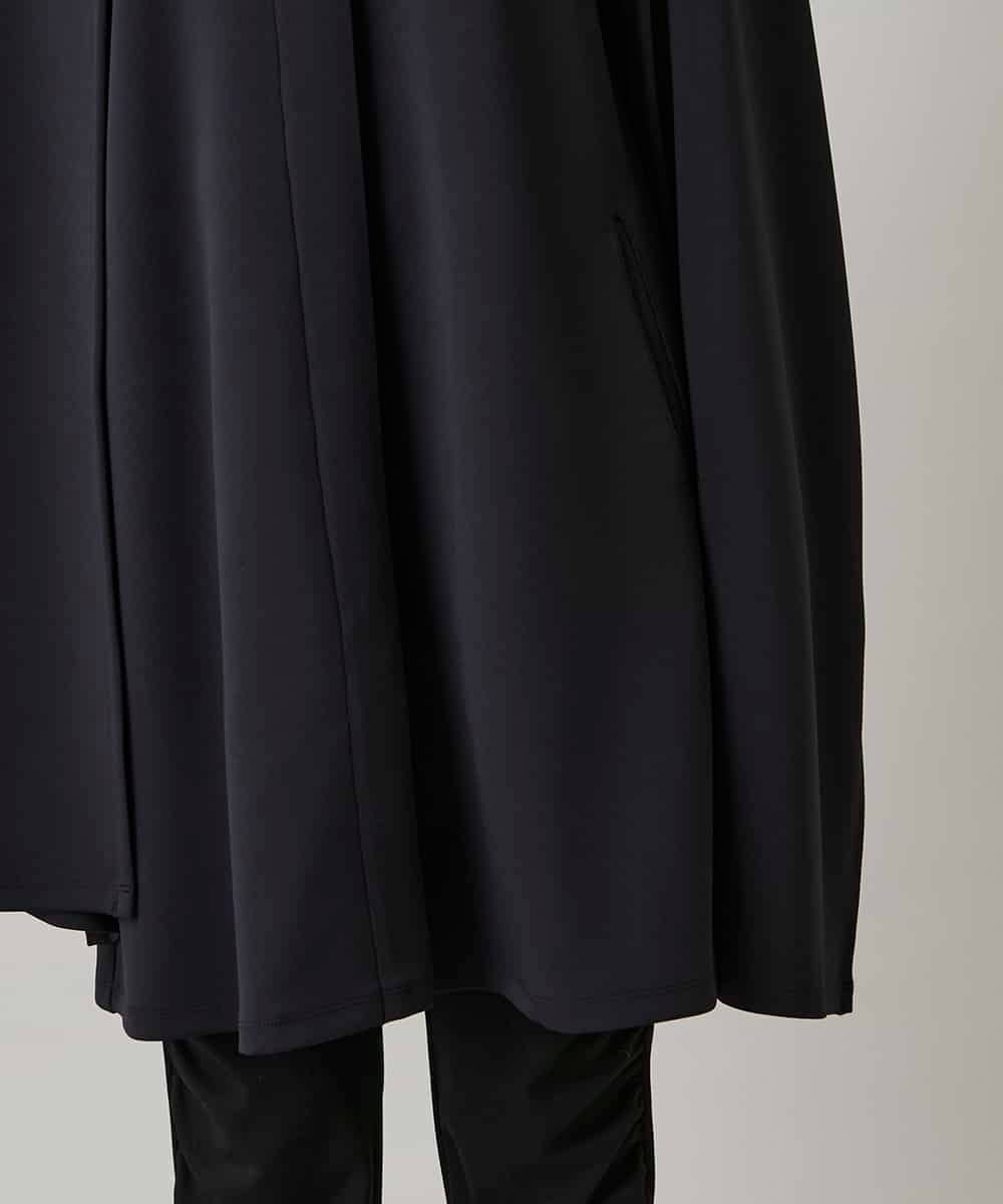 RHTAF22590 HIROKO KOSHINO(ヒロココシノ) ショールデザインジップアップジャケットコート/日本製/洗える ブラック