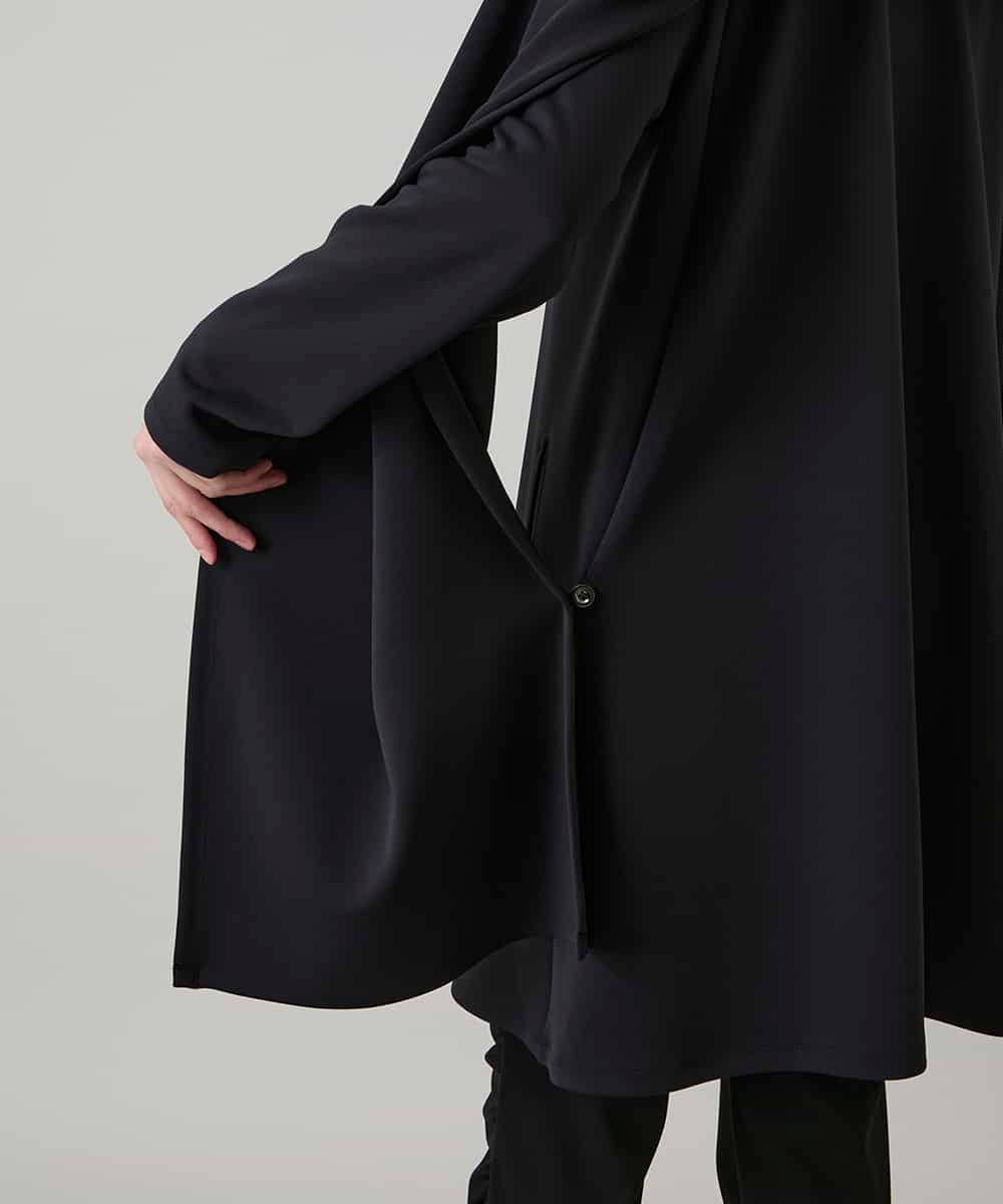RHTAF22590 HIROKO KOSHINO(ヒロココシノ) ショールデザインジップアップジャケットコート/日本製/洗える ブラック