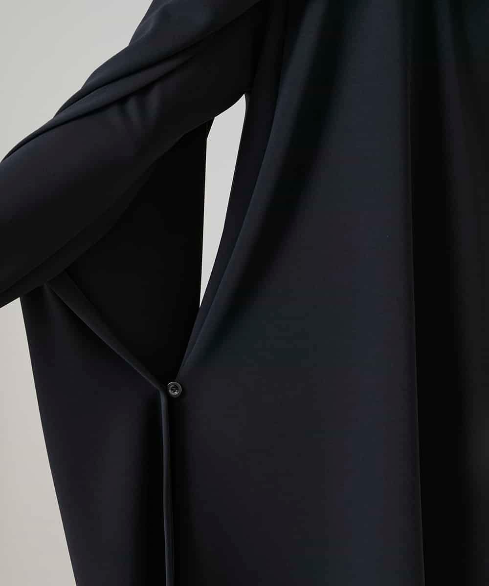 RHTAF22590 HIROKO KOSHINO(ヒロココシノ) ショールデザインジップアップジャケットコート/日本製/洗える ブラック