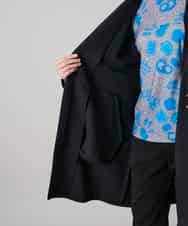 RHTAF22590 HIROKO KOSHINO(ヒロココシノ) ショールデザインジップアップジャケットコート/日本製/洗える ブラック