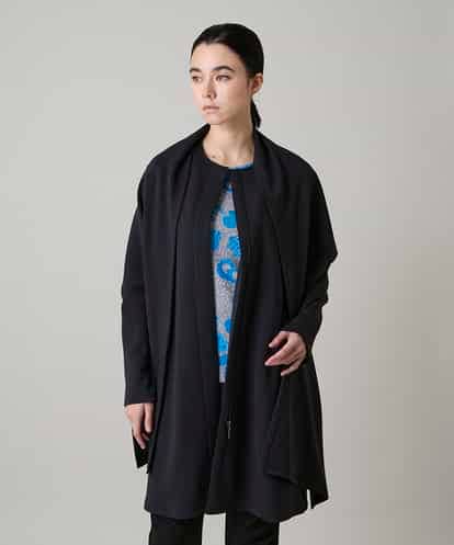 RHTAF22590 HIROKO KOSHINO アレンジショール付きジップアップジャケットコート/日本製/洗える