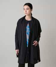 RHTAF22590 HIROKO KOSHINO(ヒロココシノ) ショールデザインジップアップジャケットコート/日本製/洗える ブラック