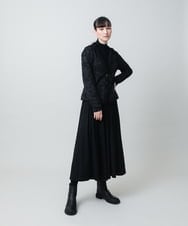 RHTAF45590 HIROKO KOSHINO(ヒロココシノ) リブカラージャカードニットカーディガン/日本製 ブラック