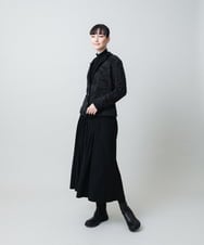 RHTAF45590 HIROKO KOSHINO(ヒロココシノ) リブカラージャカードニットカーディガン/日本製 ブラック