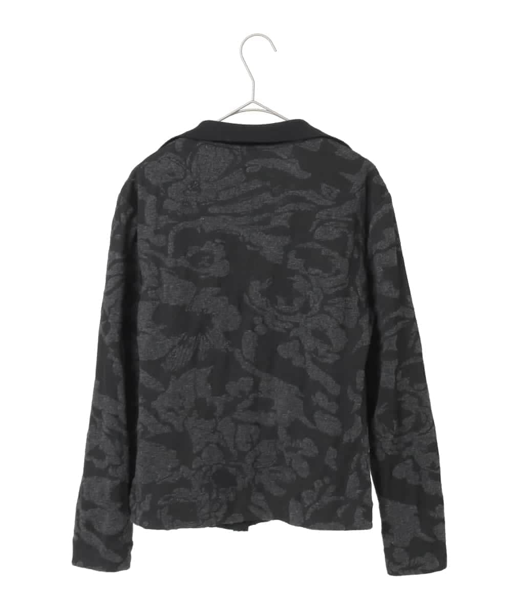 RHTAF45590 HIROKO KOSHINO(ヒロココシノ) リブカラージャカードニットカーディガン/日本製 ブラック