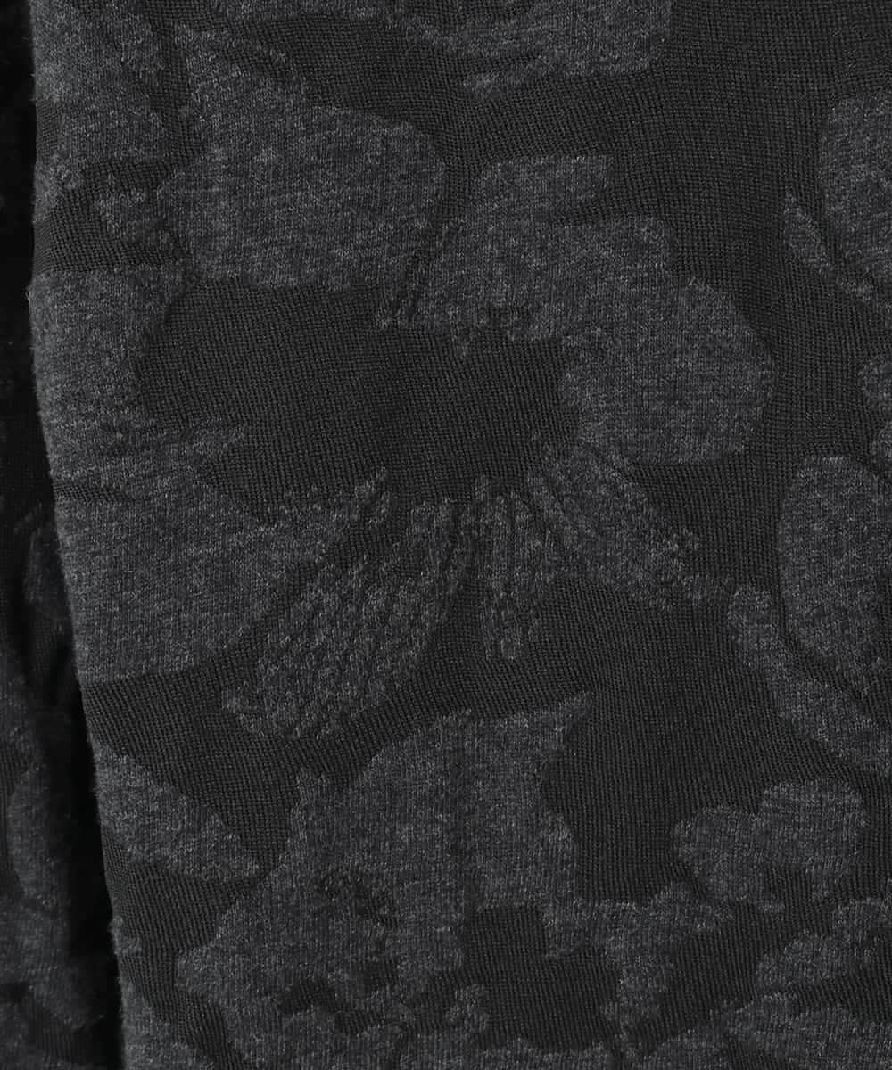 RHTAF45590 HIROKO KOSHINO(ヒロココシノ) リブカラージャカードニットカーディガン/日本製 ブラック