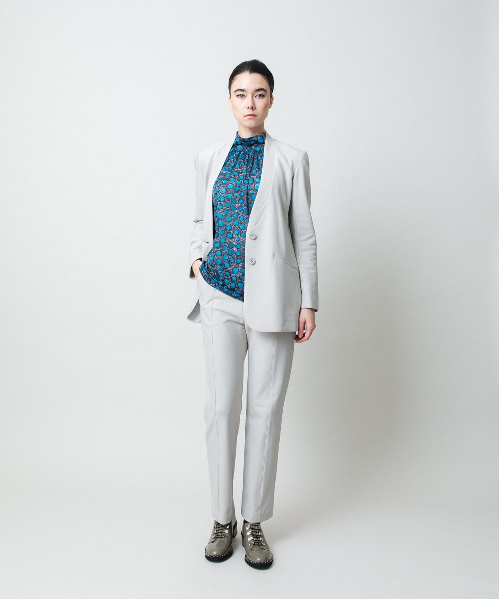 RHTCD31690 HIROKO KOSHINO(ヒロココシノ) ショールカラーテーラードジャケット/日本製 ライトグレー