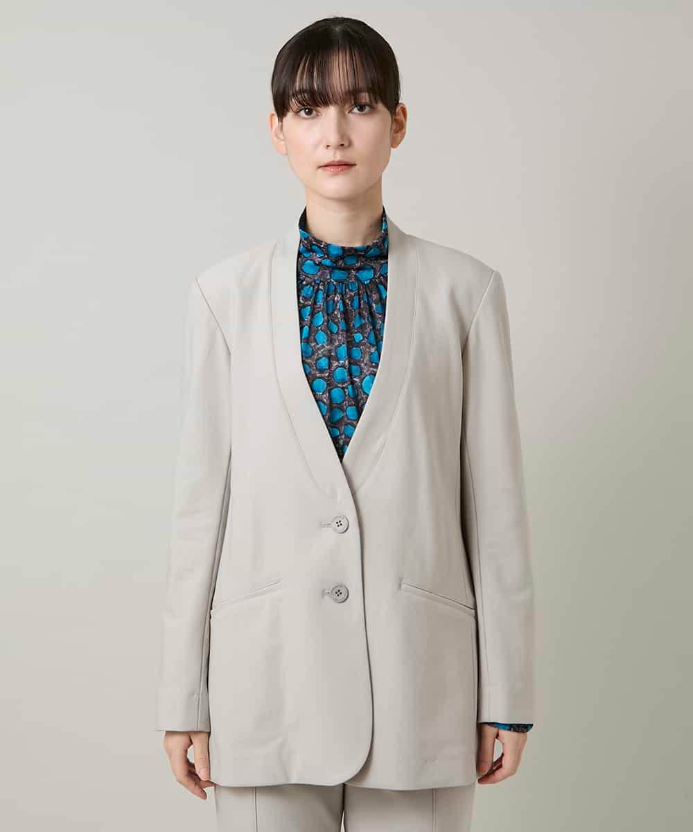 RHTCD31690 HIROKO KOSHINO(ヒロココシノ) ショールカラーテーラードジャケット/日本製 ライトグレー