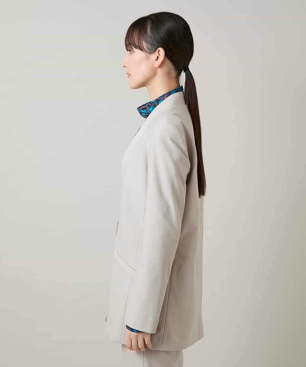 RHTCD31690 HIROKO KOSHINO(ヒロココシノ) ショールカラーテーラードジャケット/日本製 ライトグレー