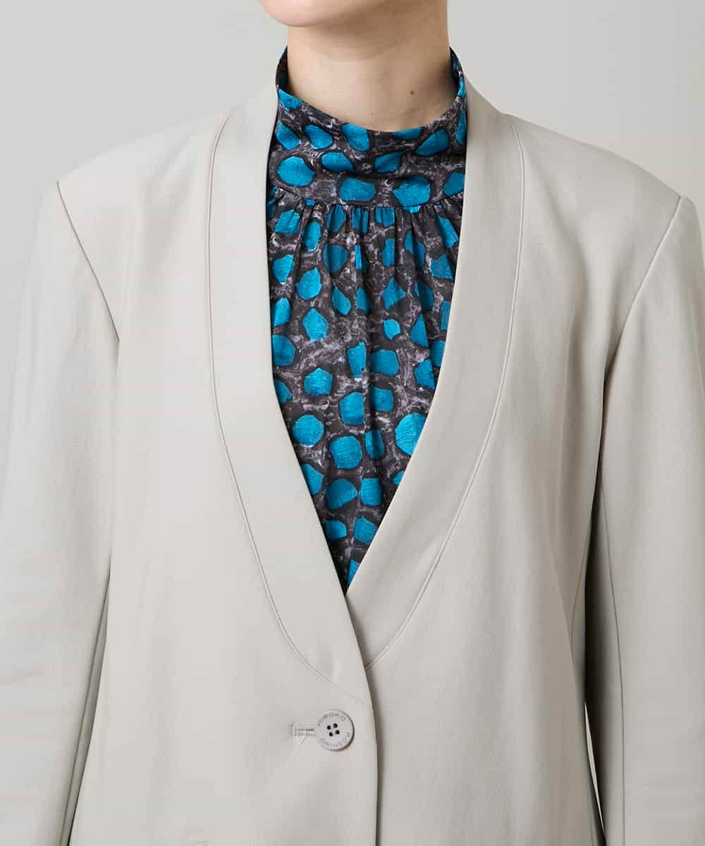 RHTCD31690 HIROKO KOSHINO(ヒロココシノ) ショールカラーテーラードジャケット/日本製 ライトグレー