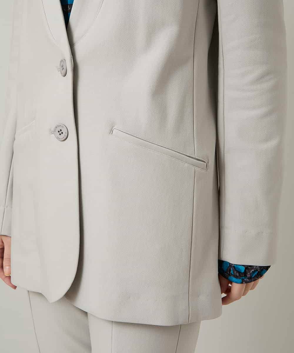 RHTCD31690 HIROKO KOSHINO(ヒロココシノ) ショールカラーテーラードジャケット/日本製 ライトグレー