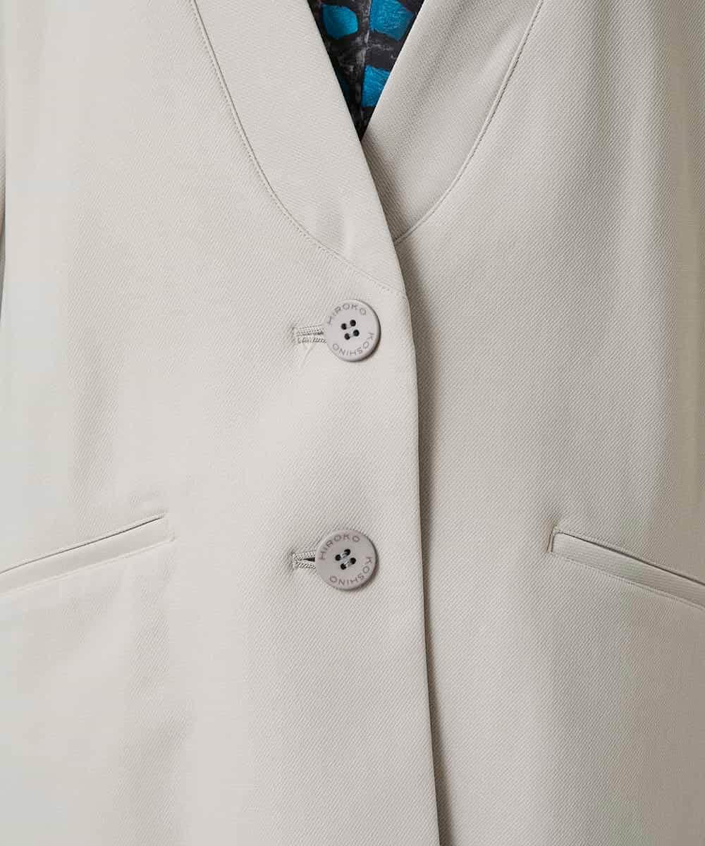 RHTCD31690 HIROKO KOSHINO(ヒロココシノ) ショールカラーテーラードジャケット/日本製 ライトグレー