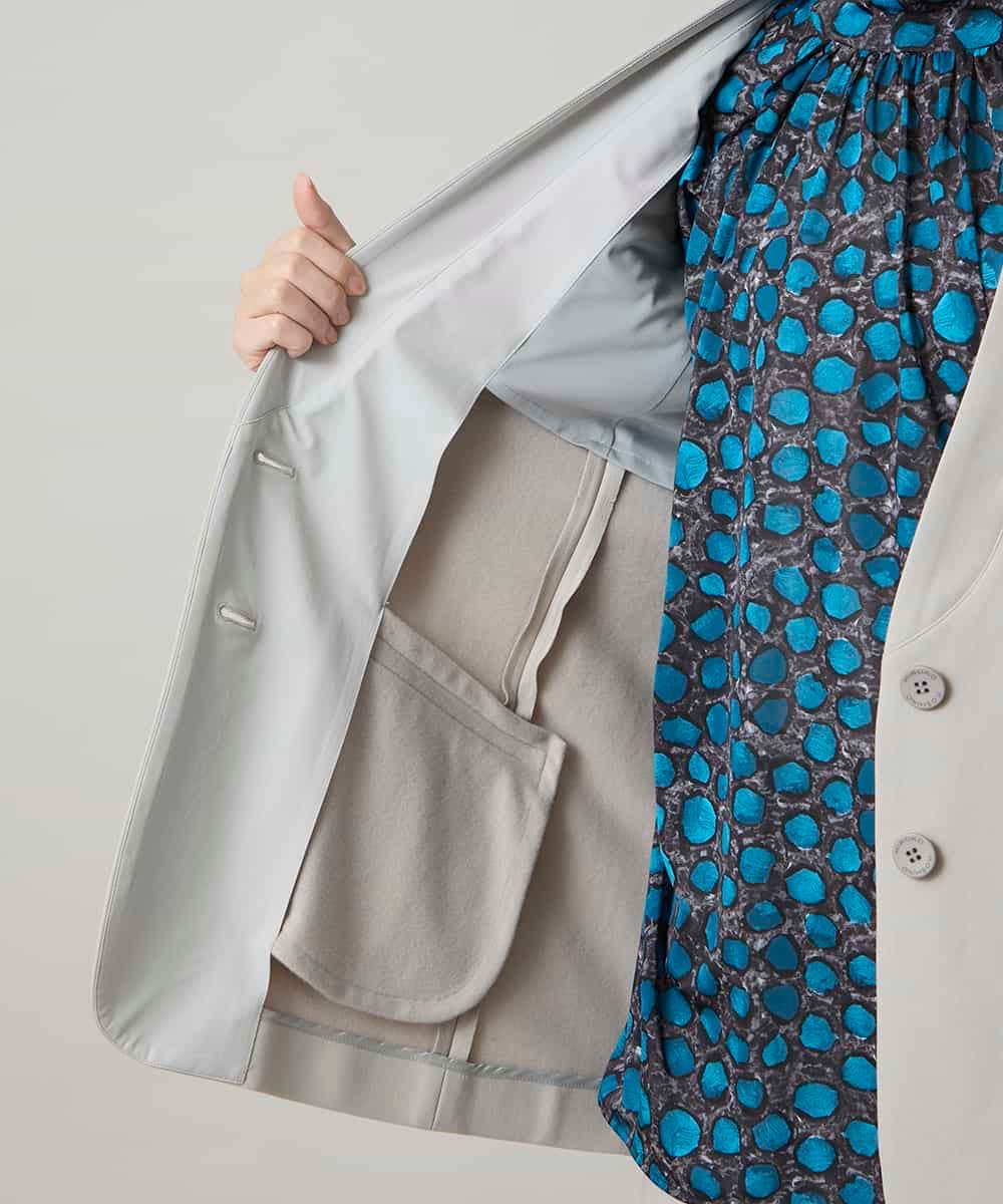 RHTCD31690 HIROKO KOSHINO(ヒロココシノ) ショールカラーテーラードジャケット/日本製 ライトグレー