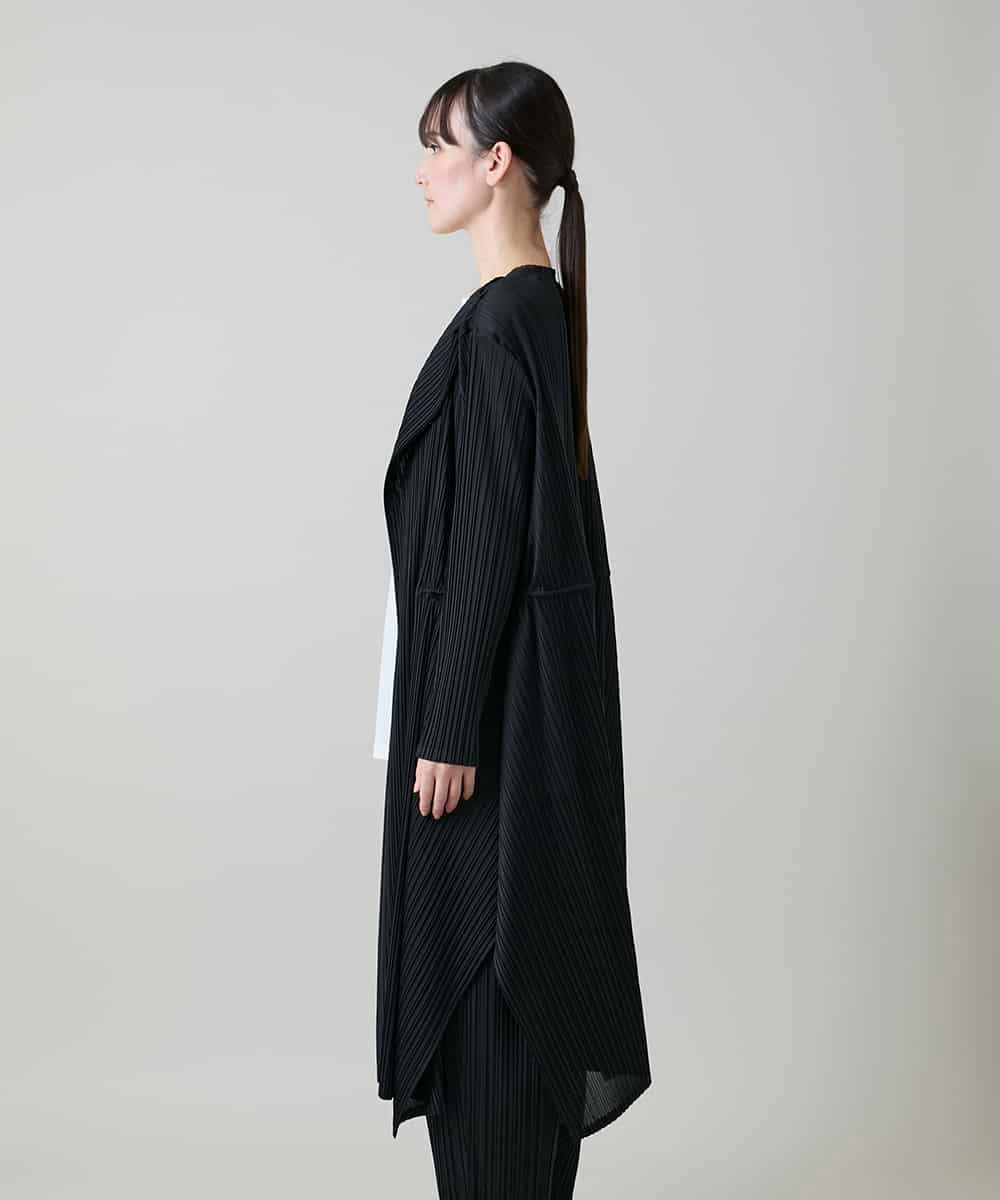 RHTGD05540 HIROKO KOSHINO(ヒロココシノ) ランダムプリーツロングカーディガン/洗える ブラック