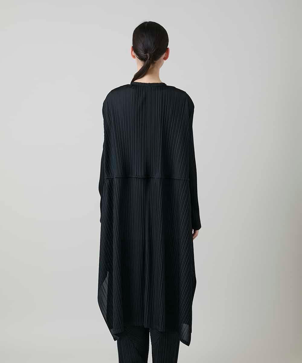 RHTGD05540 HIROKO KOSHINO(ヒロココシノ) ランダムプリーツロングカーディガン/洗える ブラック