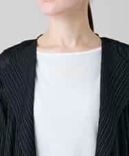 RHTGD05540 HIROKO KOSHINO(ヒロココシノ) ランダムプリーツロングカーディガン/洗える ブラック