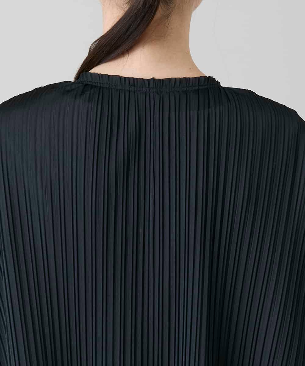 RHTGD05540 HIROKO KOSHINO(ヒロココシノ) ランダムプリーツロングカーディガン/洗える ブラック