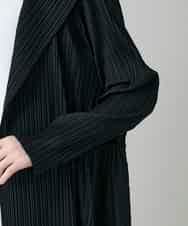 RHTGD05540 HIROKO KOSHINO(ヒロココシノ) ランダムプリーツロングカーディガン/洗える ブラック