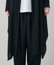 RHTGD05540 HIROKO KOSHINO(ヒロココシノ) ランダムプリーツロングカーディガン/洗える ブラック
