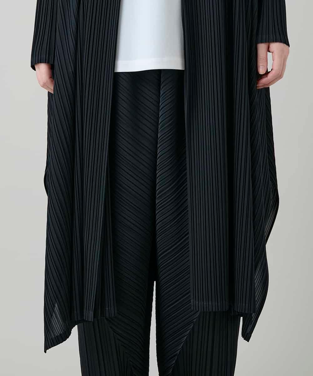 RHTGD05540 HIROKO KOSHINO(ヒロココシノ) ランダムプリーツロングカーディガン/洗える ブラック
